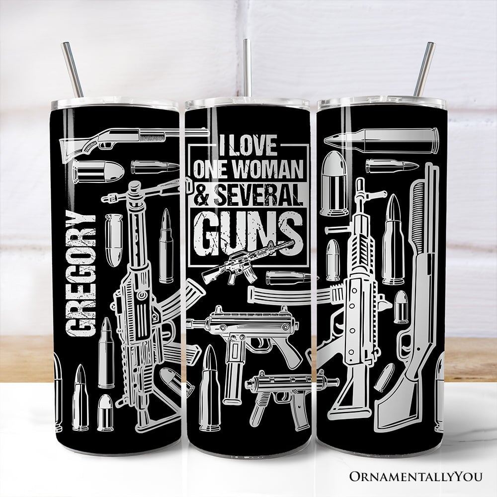 Patriotic 2nd Amendment themed 20oz travel tumbler with lid and straw