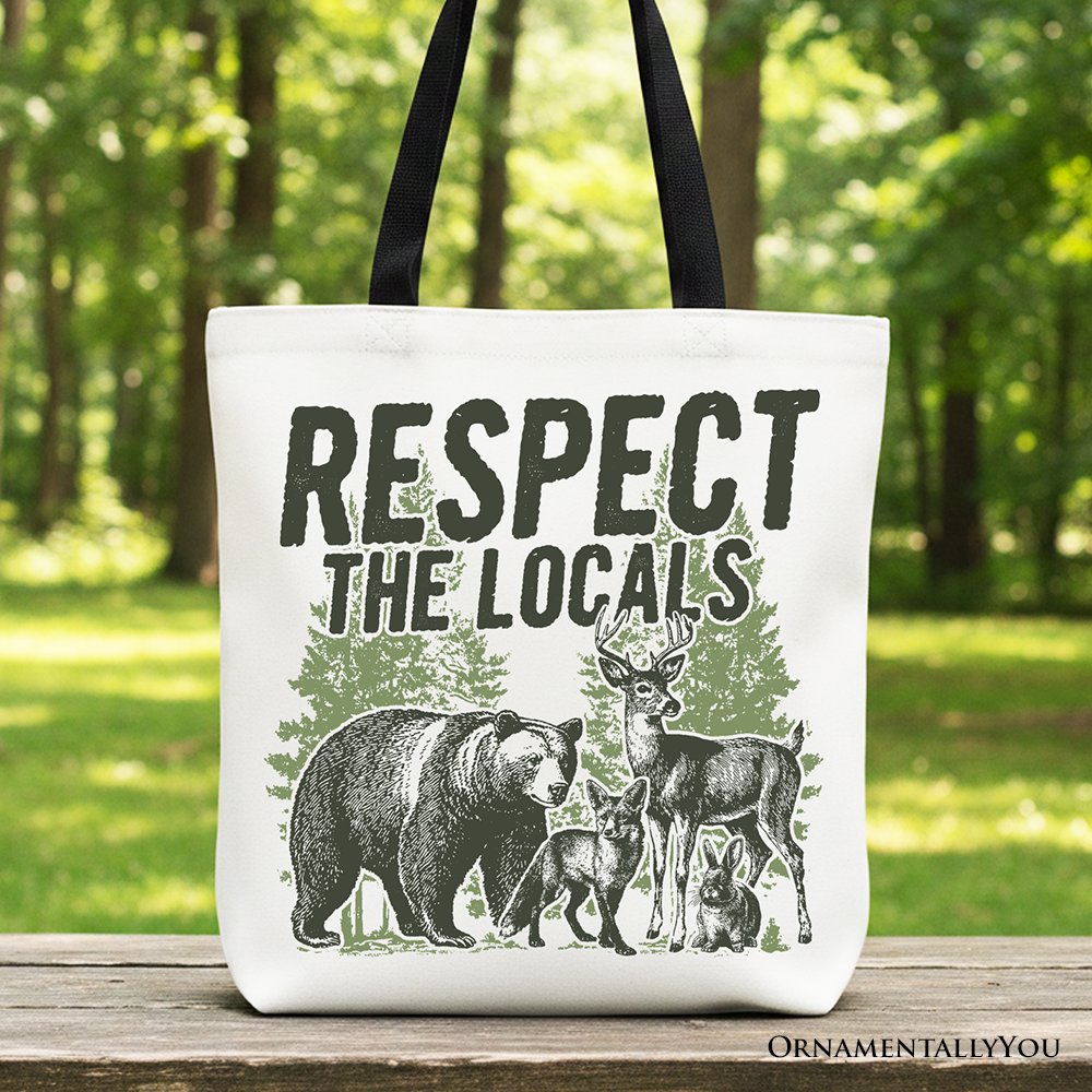 Vintage style Respect the Locals nature canvas tote bag