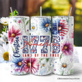 Personalized 20oz 1776 Daisy patriotic floral tumbler with stainless steel straw
