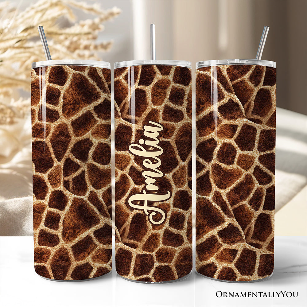 Safari Giraffe Print 20oz Personalized Tumbler with Stainless Straw