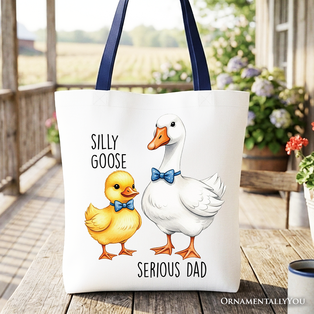 Silly Goose Serious Dad Tie tote bag, fun Father's Day gift shopper