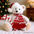 12-inch Snowy the Polar Bear plush toy wearing a Santa hat and holding a candy cane.