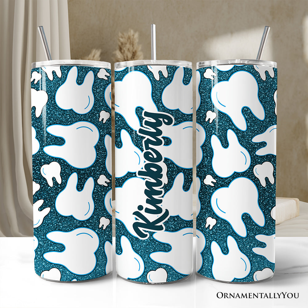Sparkly Blue Tooth Pattern 20oz Stainless Steel Travel Tumbler