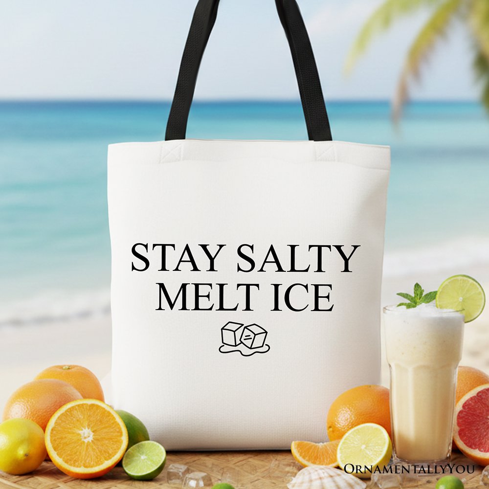 Stay Salty Melt Ice Canvas Tote Bag featuring dual-sided vibrant graphics