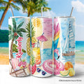 Summer vacation brushstroke abstract 20oz tumbler with stainless steel straw