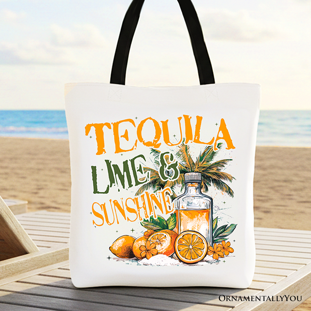 Trendy summer tote bag with Tequila, Lime and Sunshine design