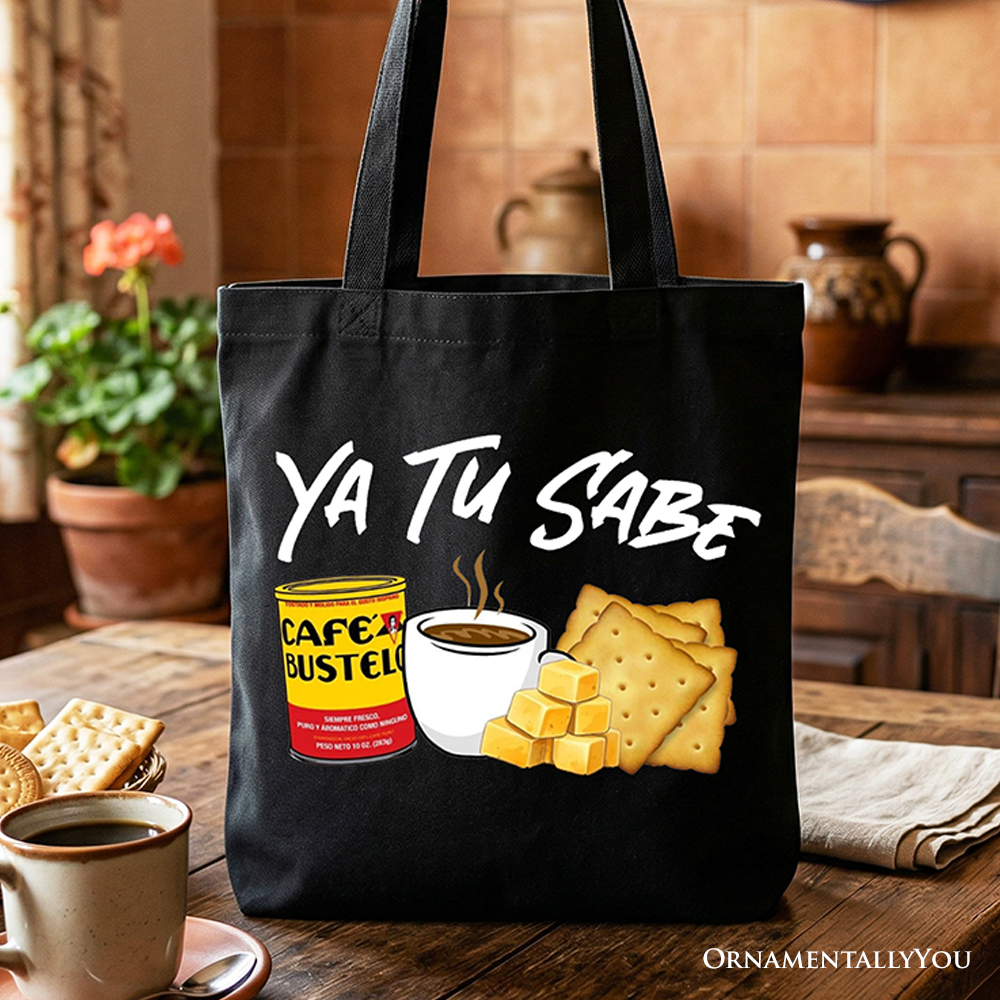 Tu Sabe Café Queso and Galleta tote bag for Latin coffee lovers