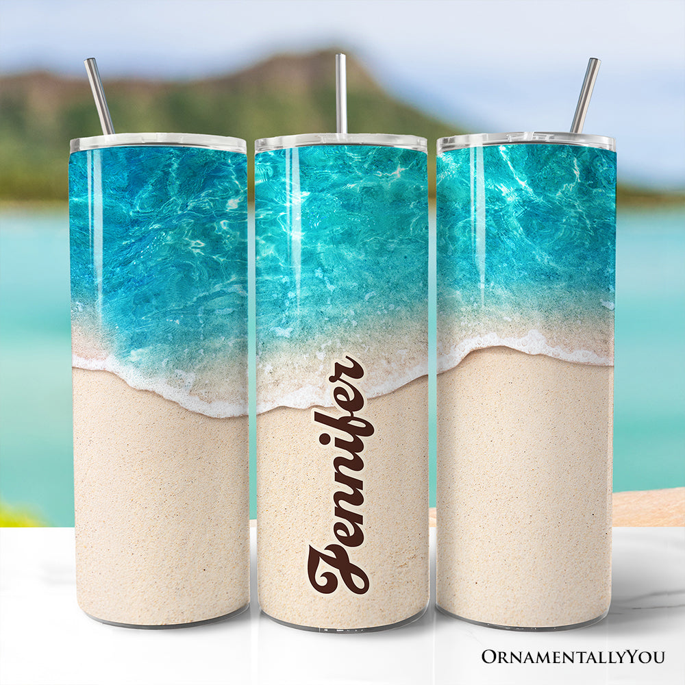 Turquoise Ocean Shore 20oz Personalized Stainless Steel Tumbler