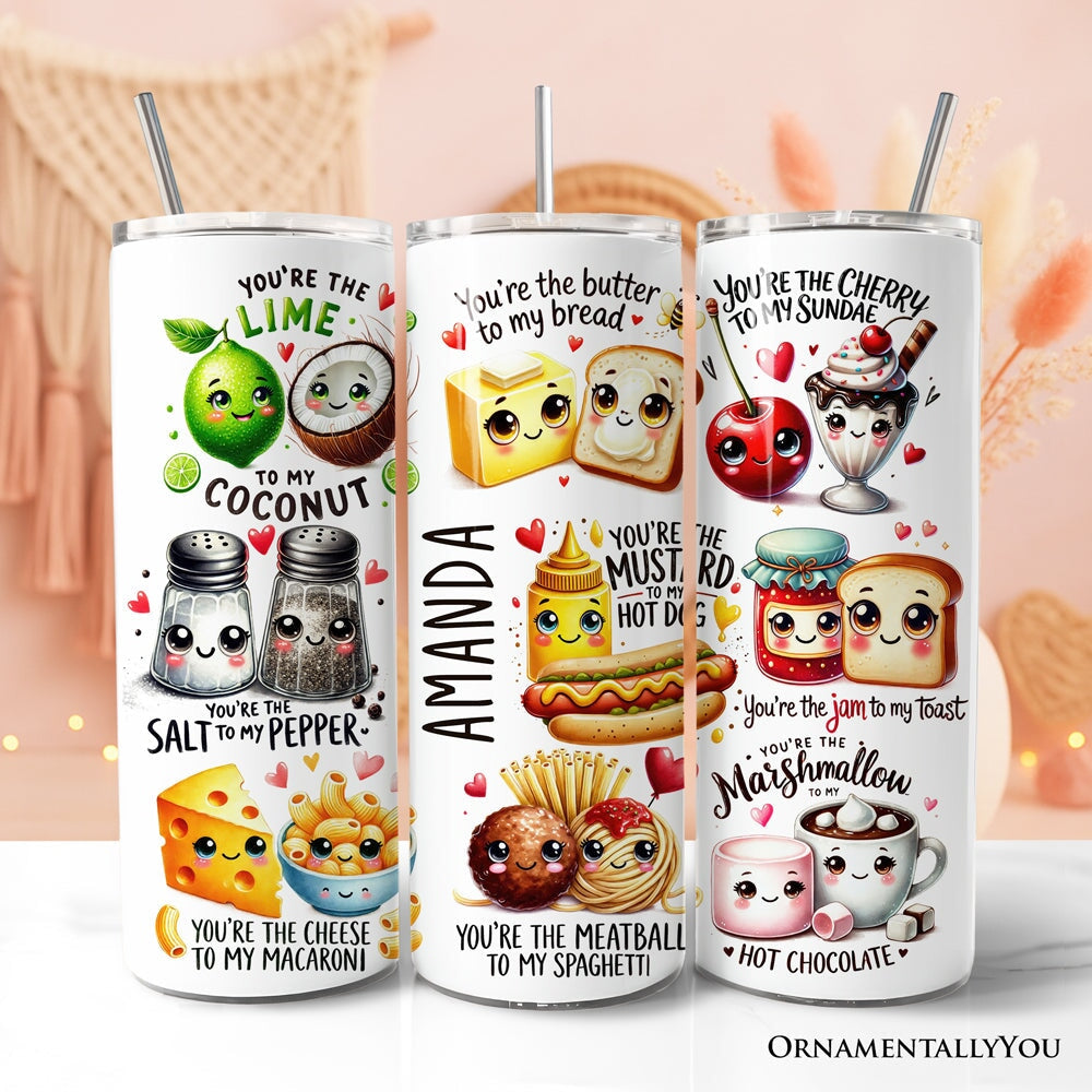 20oz multicolor food pun soulmates design tumbler with stainless steel straw