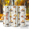 Vintage mushroom pattern 20oz personalized stainless steel tumbler with straw