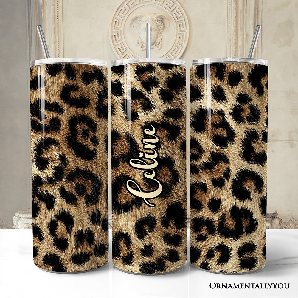 Leopard Print 20oz Stainless Steel Tumbler, Safari-Chic Travel Mug