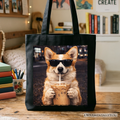 Corgi iced coffee graphic cotton tote bag for dog parents