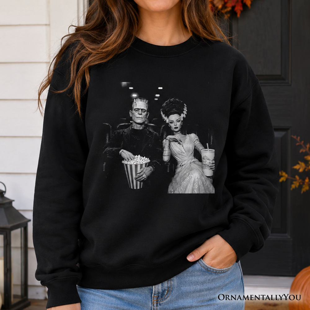Frankenstein Movie Date Night Sweatshirt, Vintage Horror Couple Cinema Sweater