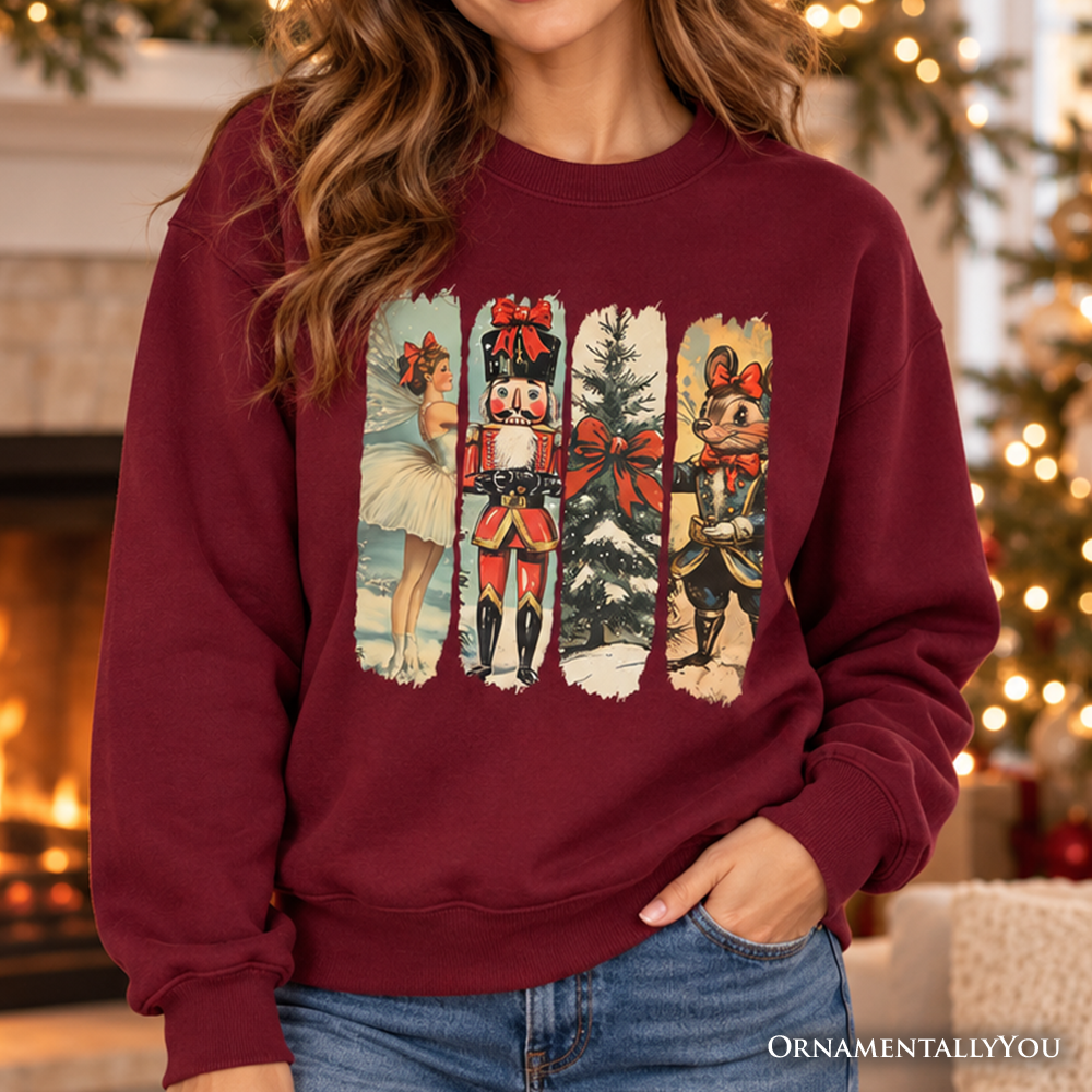 Ballet and Nutcracker Christmas Sweatshirt, Coquette Bow and Mouse Vintage Holiday Sweater