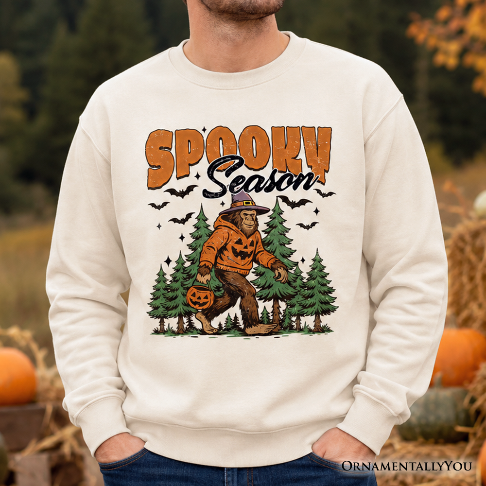 Spooky Season Bigfoot Sweatshirt, Halloween Sasquatch Pumpkin Sweater