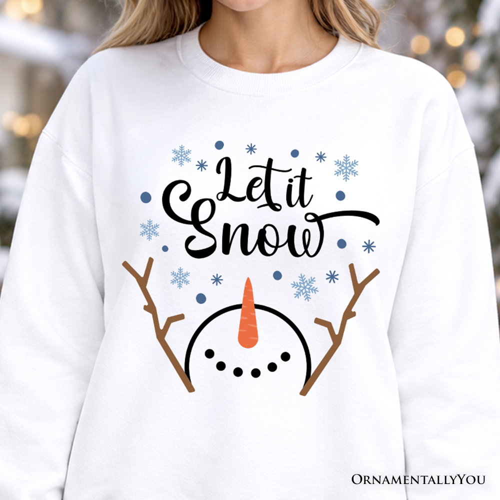 Let It Snow Snowman Sweatshirt, Snowflakes Minimalist Sweater for Winter Holiday Season