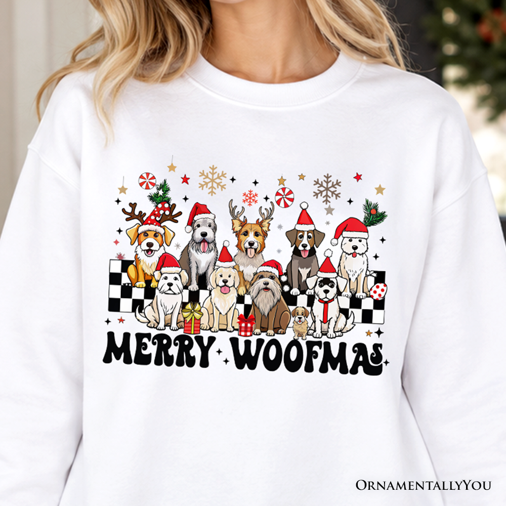 Merry Woofmas Dog Mama Sweatshirt, Dogs With Santa Hats Christmas Sweater