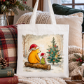 Winnie-the-Pooh Christmas With Friends Tote Bag, 1926 A.A. Milne Cozy Heartwarming Holiday Gift Shopper