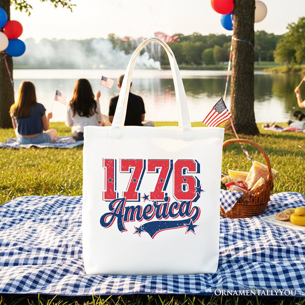 1776 America Vintage Patriotic Tote Bag for 4th of July