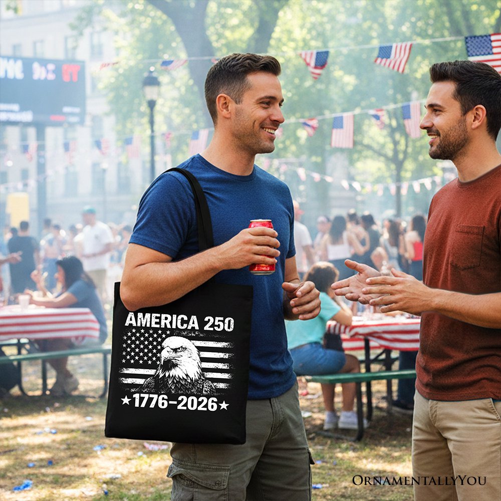 America 250 Freedom Flag Eagle Tote Bag, Patriotic 1776–2026