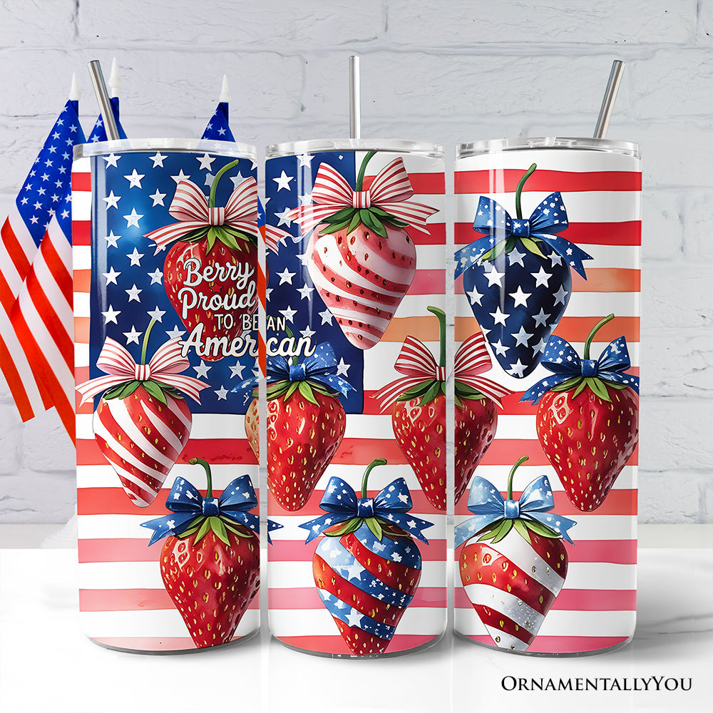 Berry Proud American 20oz Patriotic Strawberry Tumbler