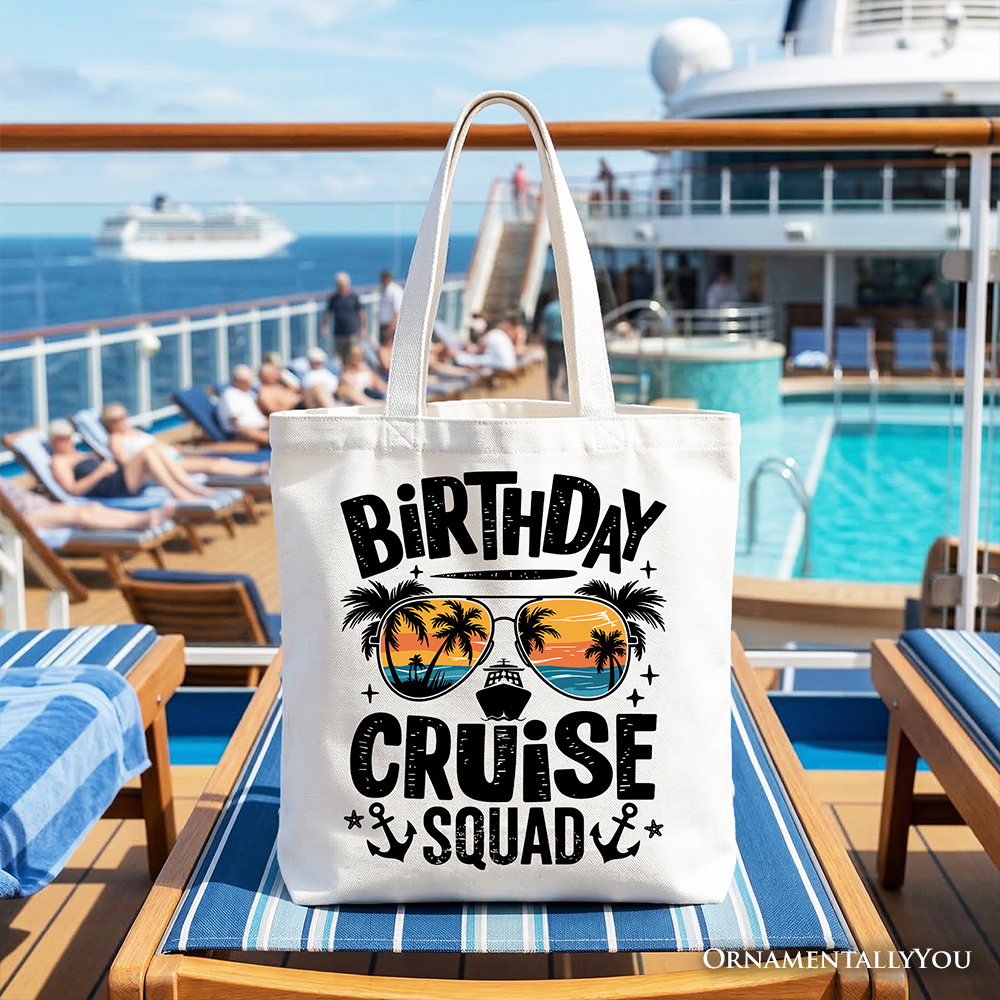 Birthday Cruise Squad Tote Bag, Coastal Vacation Shopper for Women