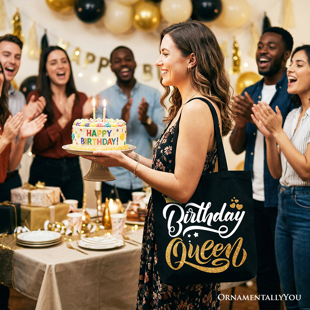 Birthday Queen Tote Bag Glam Party Shopper for Stylish Women