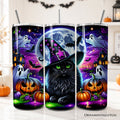 Black Cat Witch themed 20oz stainless steel travel mug with lid and straw
