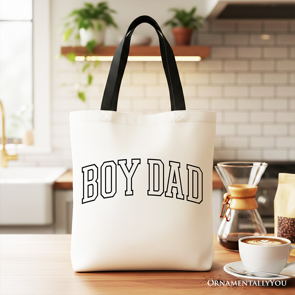 Boy Dad Varsity Cotton Tote Bag, Minimalist Father's Day Gift