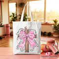 Breast Cancer Pink Bow Cross Tote Awareness Faith Gift