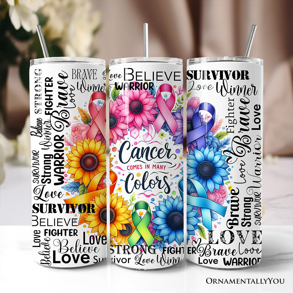 Cancer Awareness Floral 20oz Personalized Survivor Support Cup