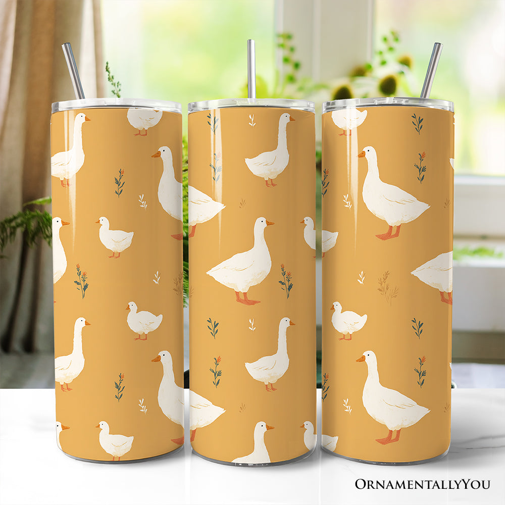 Charming Goose Pattern 20oz Tumbler, Farmhouse Travel Mug