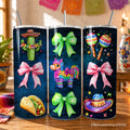 20oz stainless steel personalized travel tumbler with Cinco De Mayo maracas and bow theme