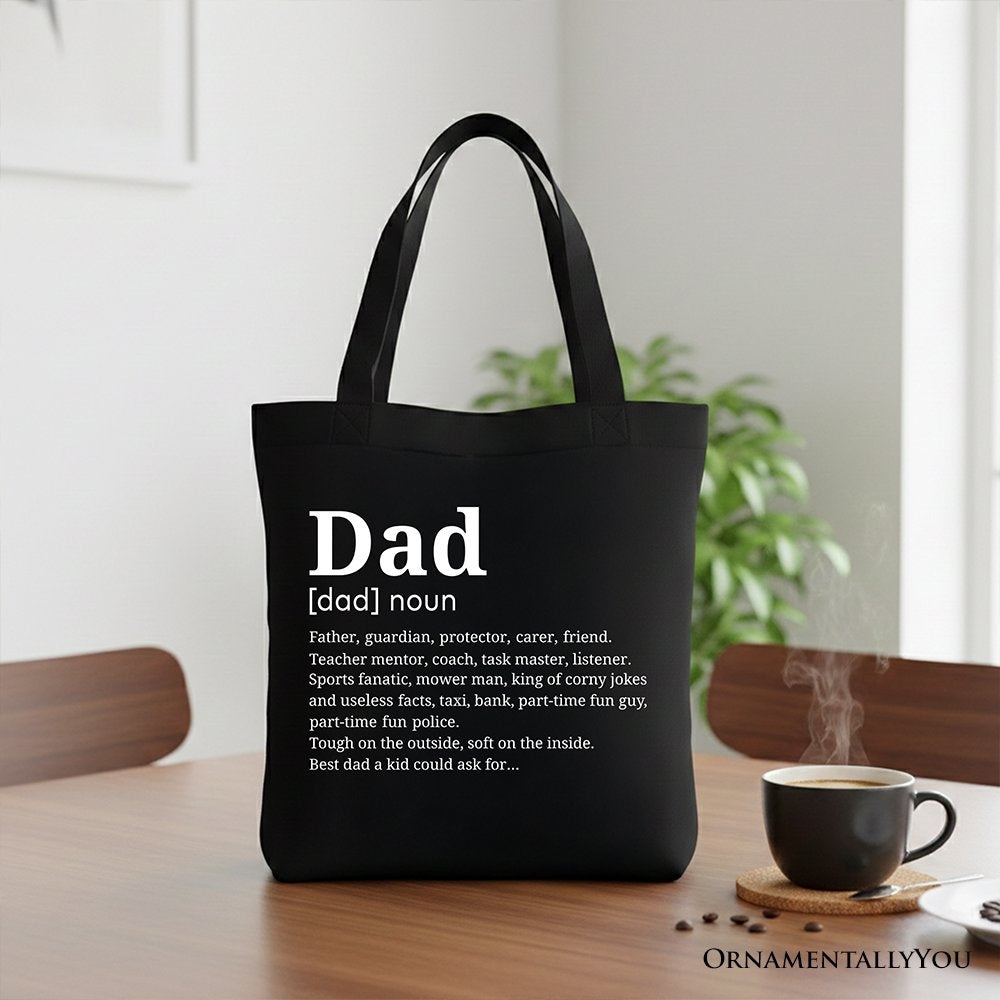 Funny Dad Definition Cotton Canvas Tote Bag, Minimalist Shopper