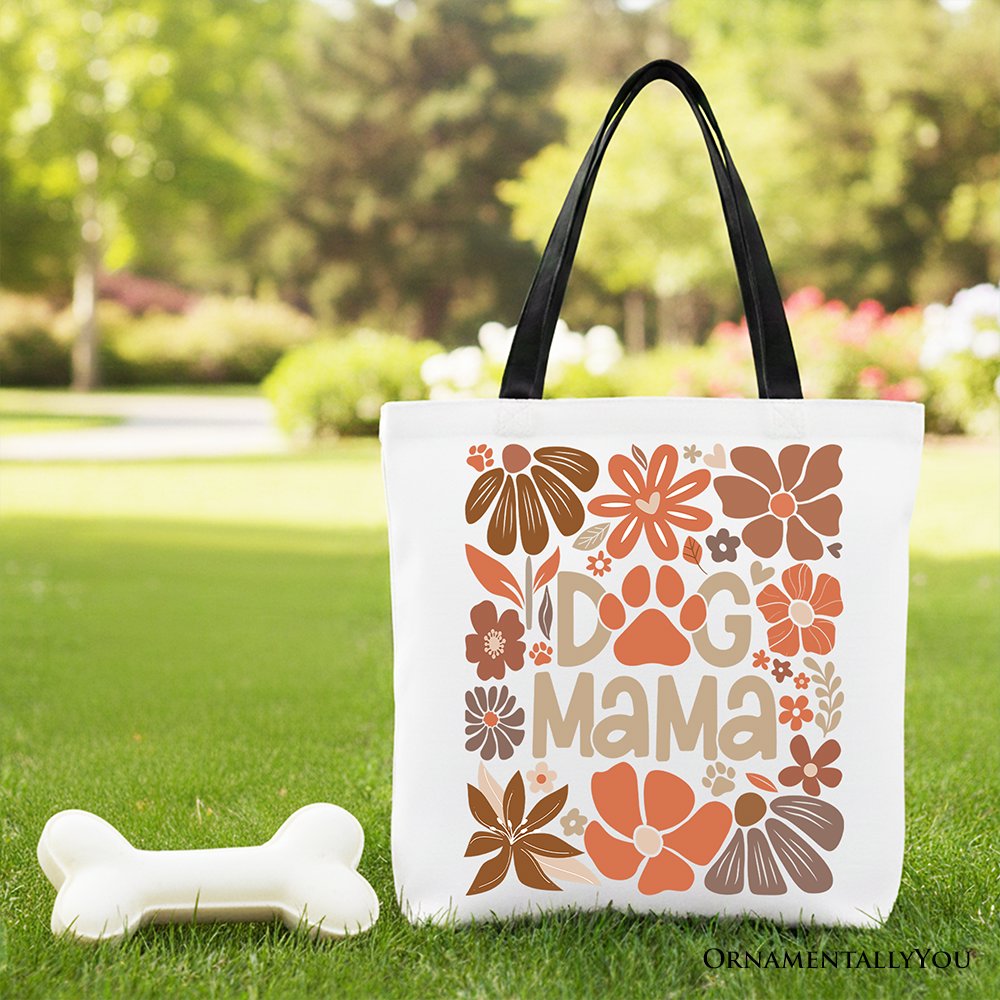 Dog Mama Boho Floral Canvas Tote Bag for Pet Lovers