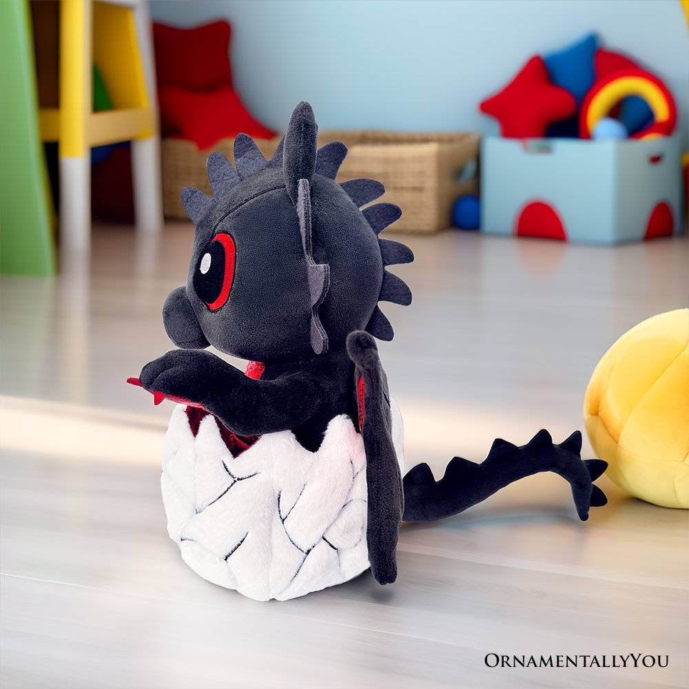 Drogo the Dino Egg Plushie - 12" Black and Red Dinosaur Toy