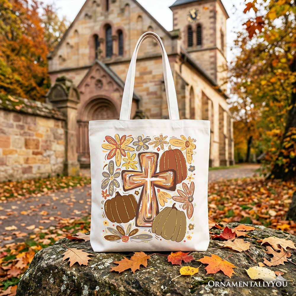 Fall Blessings Tote Bag, Autumn Christian Faith Shopper Gift