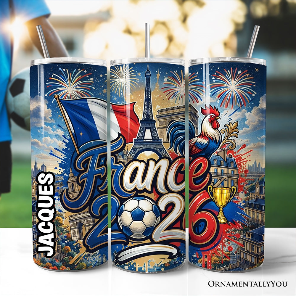 France 2026 Soccer Cup 20oz Stainless Steel Tumbler with Straw
