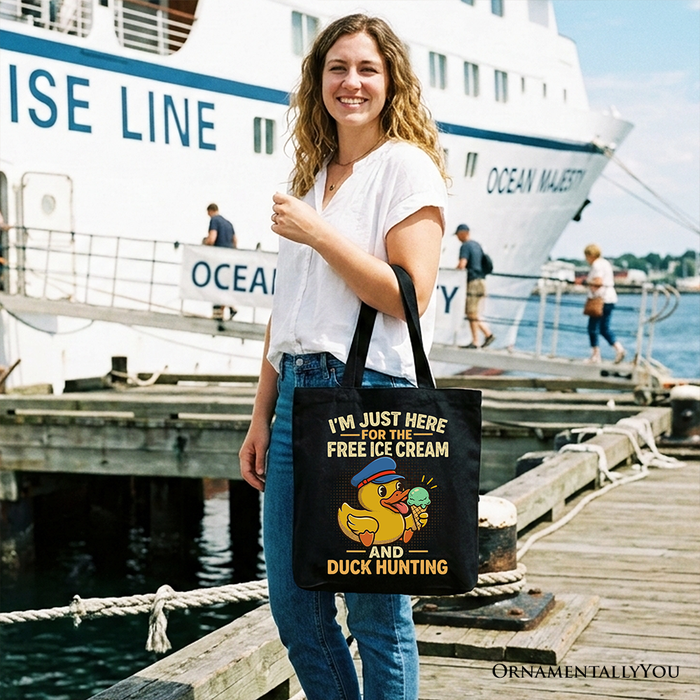 Funny Resin Duck Cruise Tote Bag, Ice Cream Vacation Shopper