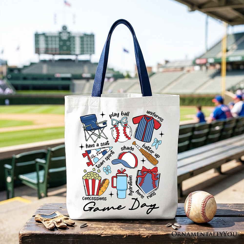 Game Day Baseball Tote Bag, Sports Fan Gift Shopper