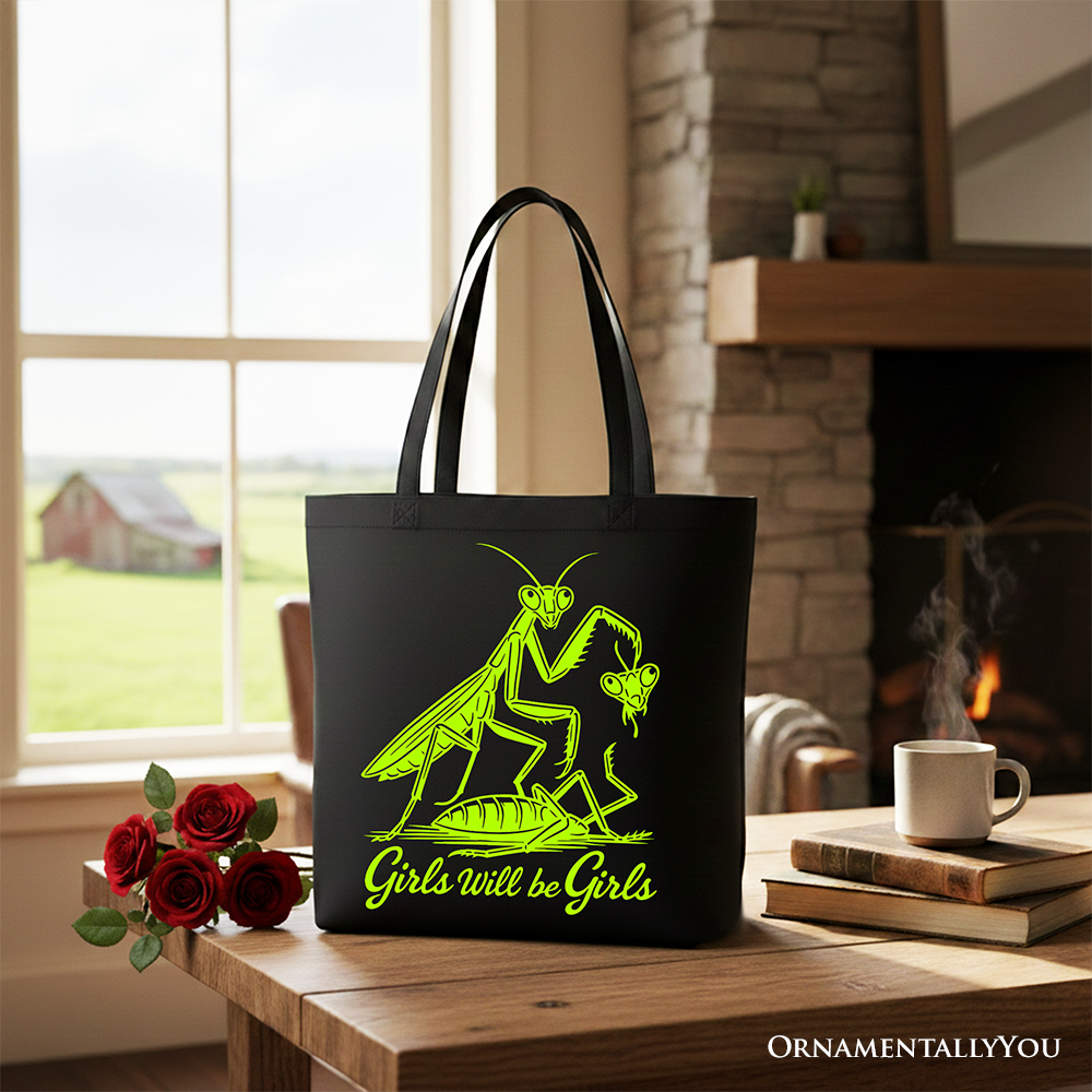 Girls Will Be Girls Mantis Tote Bag – Feminist Graphic Cotton Shopper