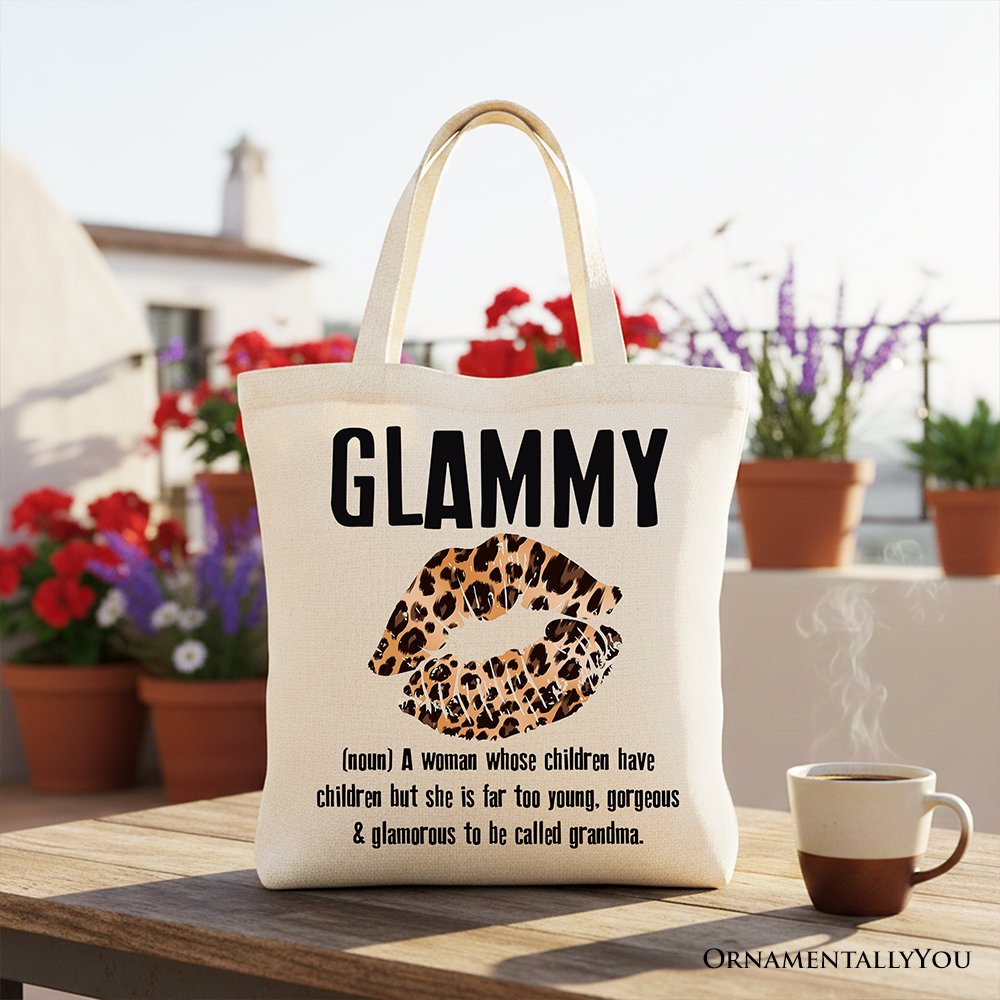 Glammy Leopard Lips Canvas Tote Bag, Whimsical Coquette Shopper