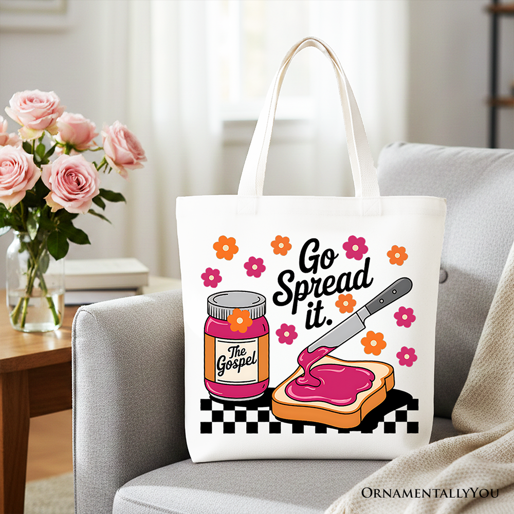 Go Spread It Christian Tote Bag Cute Gospel Jam Shopper