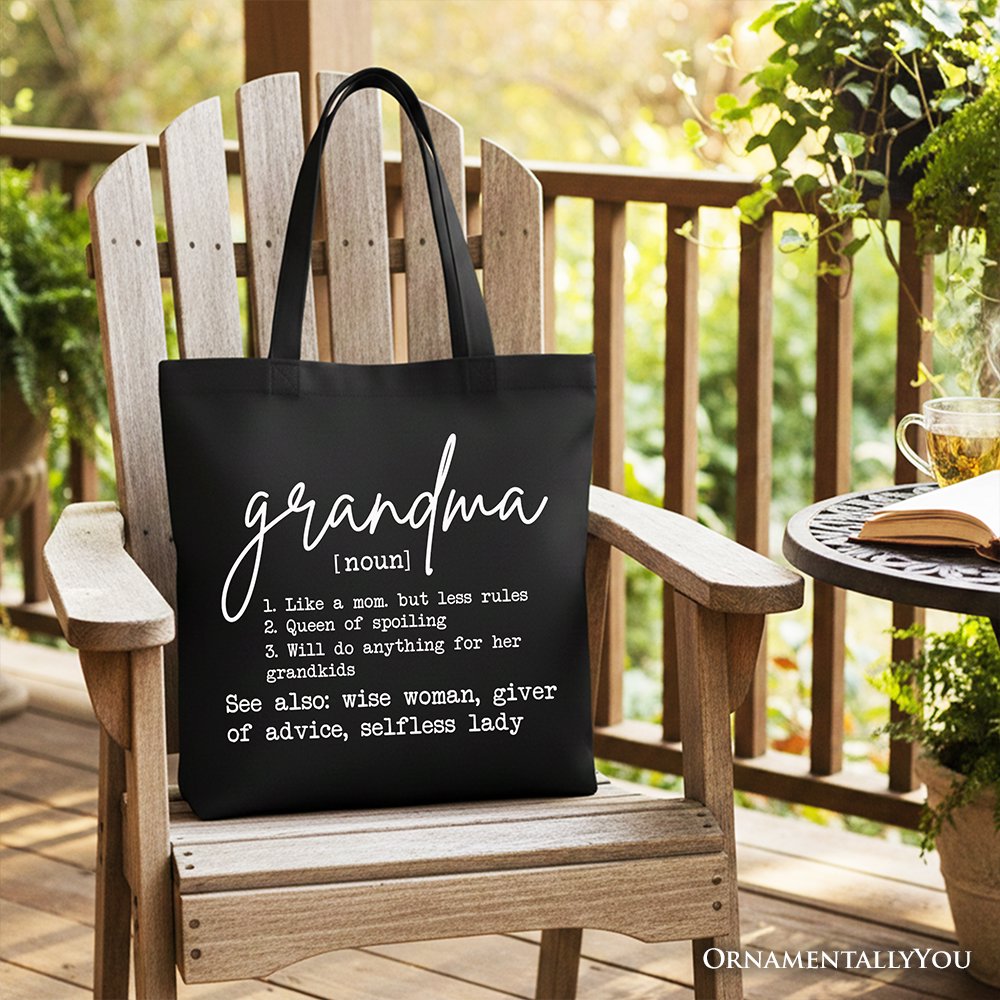 Grandma Definition Canvas Tote Bag, Minimalist Nana Gift Shopper