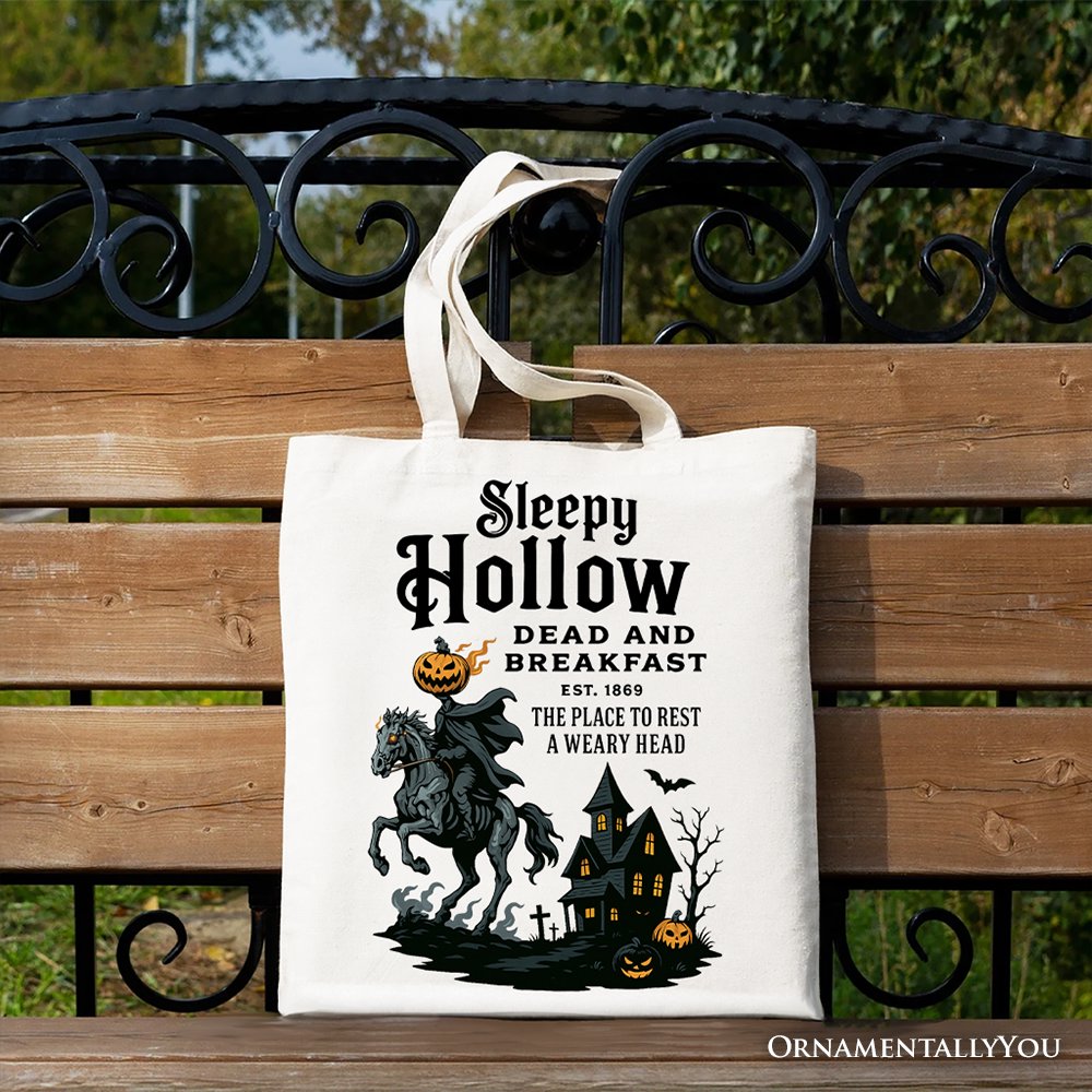 Sleepy Hollow Headless Horseman Canvas Tote, Retro Halloween Bag