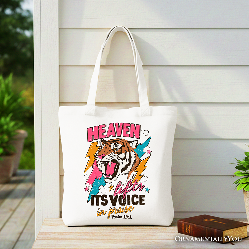 Psalm 19:1 Christian Canvas Tote Bag, Bohemian Faith Shopper