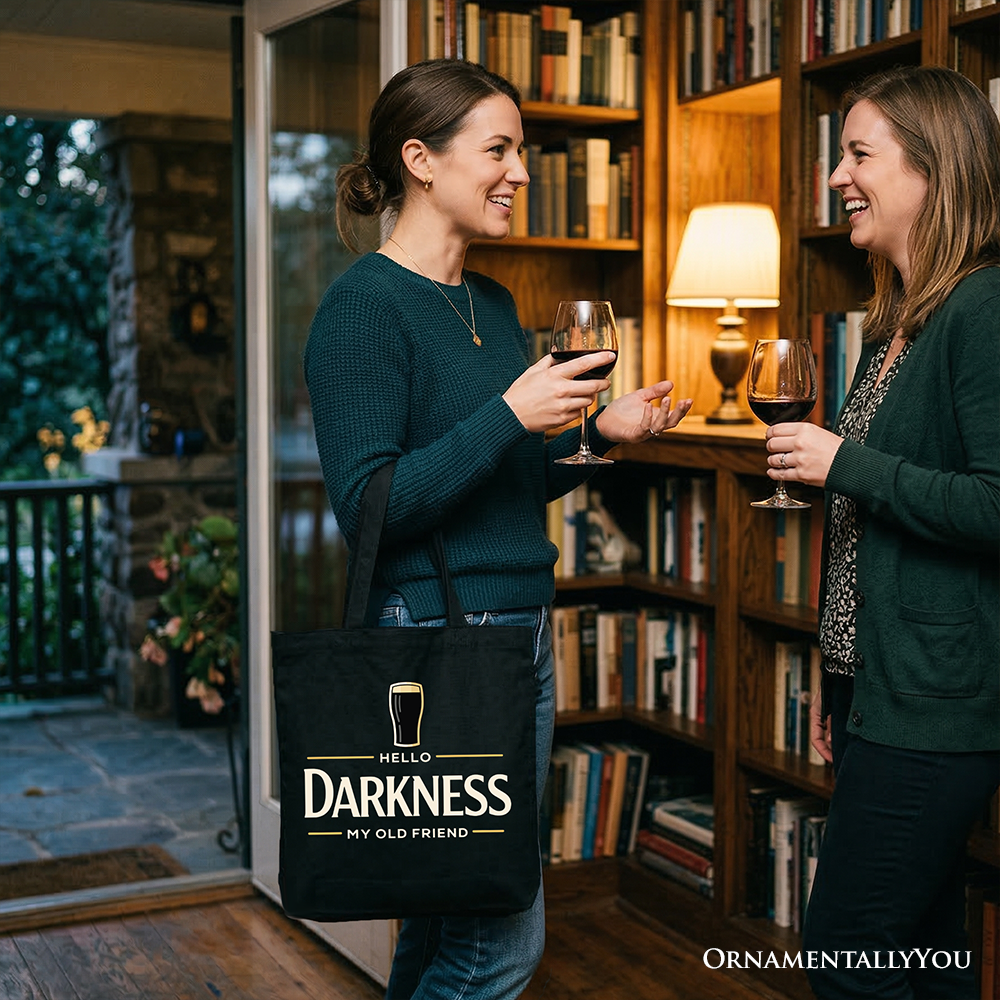Hello Darkness My Old Friend Cotton Tote Bag, Funny Beer Lover Gift
