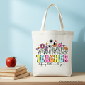 Helping Little Minds Grow Floral Teacher Cotton Tote Bag
