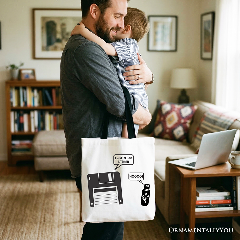 I Am Your Father Floppy Disk Tote Bag, Geek Culture Nerd Gift