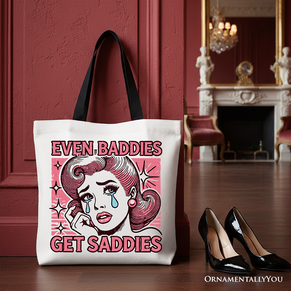 Even Baddies Get Saddies Retro Pop Art Cotton Tote Bag
